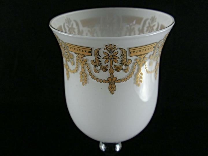 Rare Antique BACCARAT Clear & Opaline Crystal Chalice w/ Gold Hand Paintings