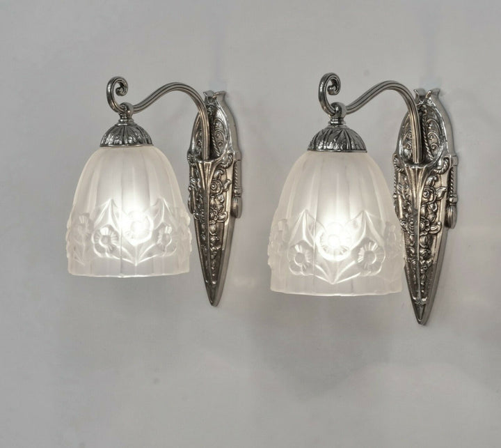 GILLES & DEGUÉ : pair of 1930 French art deco wall sconces ... muller era France