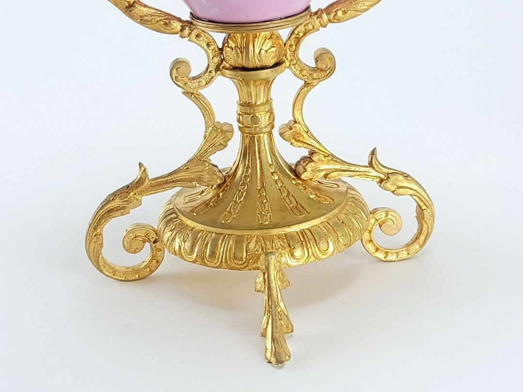 Antique French Sevres Porcelain Box Egg Style Gilt Bronze
