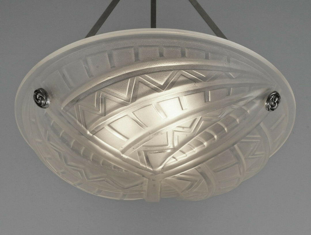 NOVERDY : FRENCH 1930 ART DECO PENDANT CHANDELIER ... suspension lamp muller era