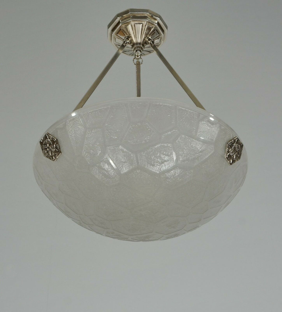 NOVERDY : FRENCH 1930 ART DECO PENDANT LAMP . chandelier muller degué era France