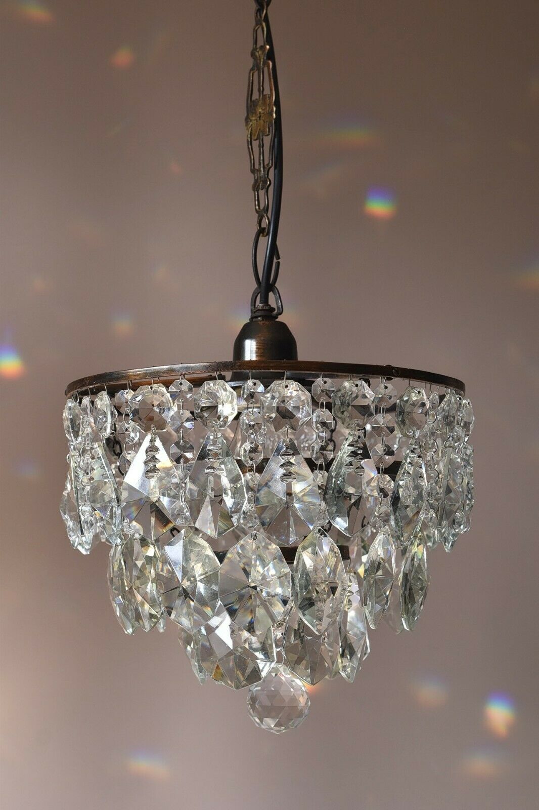 Mini Vintage Crystal Chandelier in Antique French Style Lighting Pendant Lamp