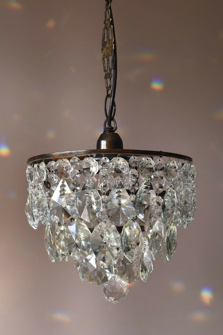Mini Vintage Crystal Chandelier in Antique French Style Lighting Pendant Lamp