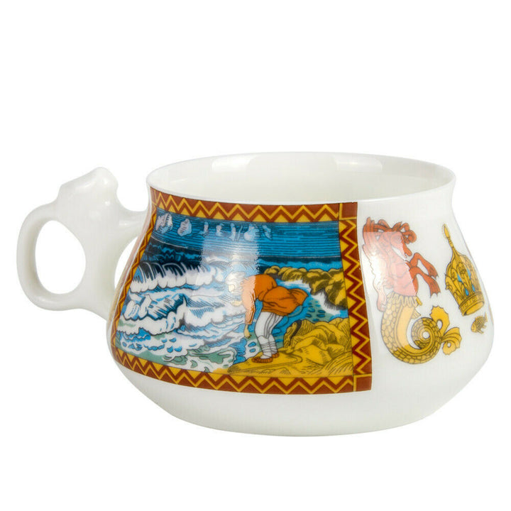 Imperial Porcelain Teacup & Saucer TALE OF THE FISHERMAN AND FISH, LOMONOSOV