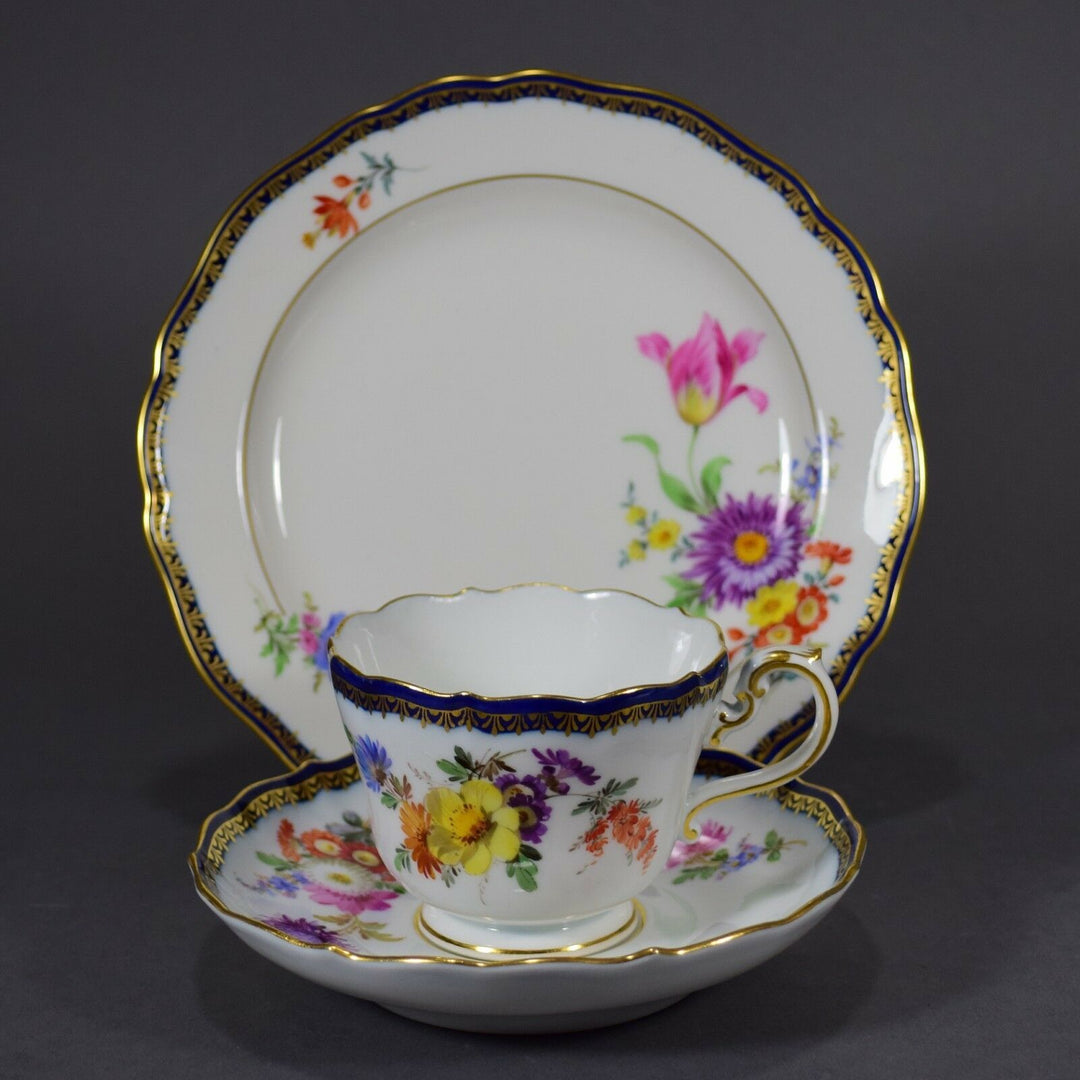 Meissen マイセン A Kante Gedeck Kaffeegedeck Prunktasse Teller coffee cup plate 邁森