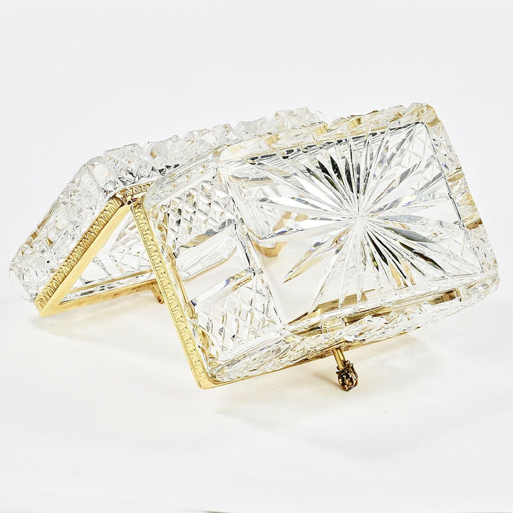 Antique France Baccarat clear crystal glass trinket or jewelry Casket box