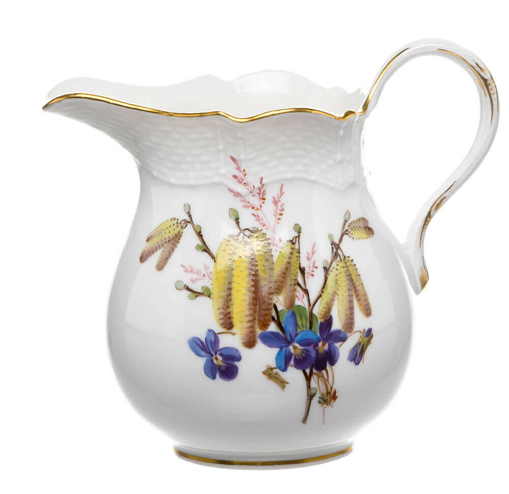 Milchhkanne Blume naturalistisch, bunt, mit Schmetterling Meissen 1. Wahl 1963