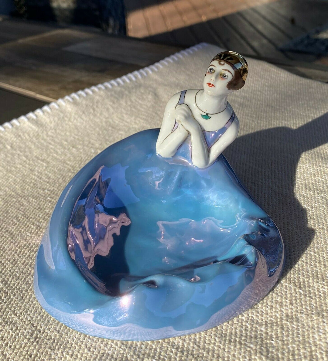 Scarce Vintage Noritake Japan Hand Painted Figural Flapper Girl Ashtray