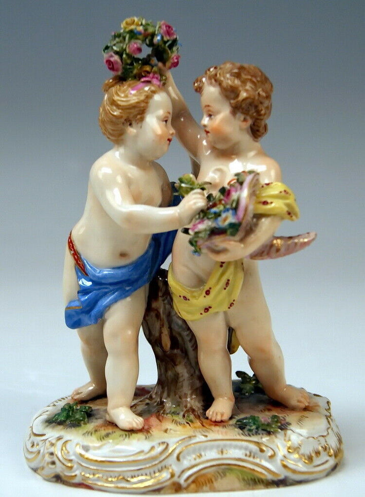 邁森 MEISSEN マイセン FIGUR 2 TANZENDE PUTTEN AMORETTEN 2 CHERUBS MNR: 2991 UM 1860