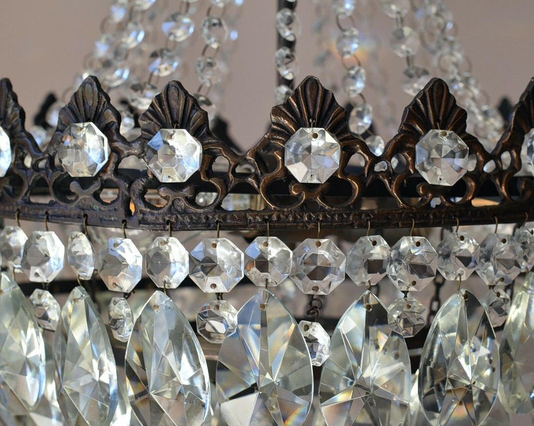 Antique/ Vintage Lighting, Old Crystal Chandelier,Hom