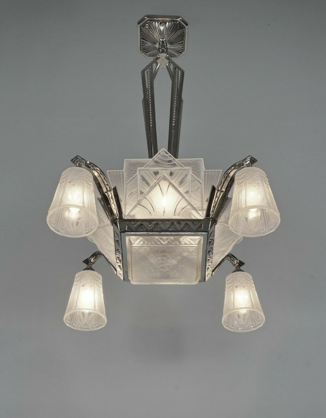 H.PETITOT & Muller frères : FRENCH 1930 ART DECO CHANDELIER ........... France