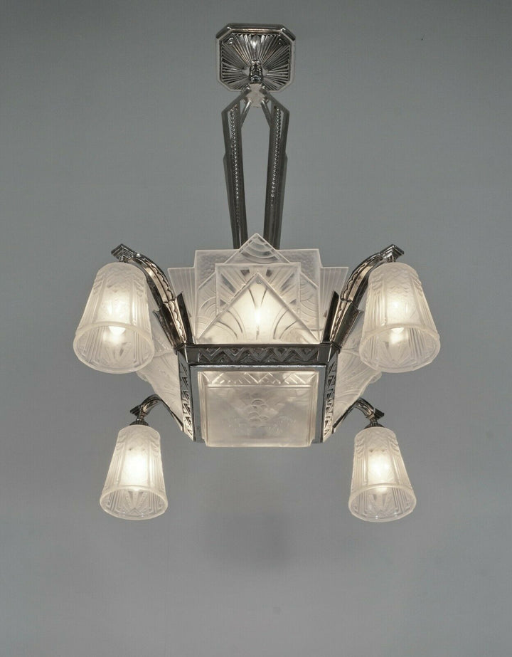 H.PETITOT & Muller frères : FRENCH 1930 ART DECO CHANDELIER ........... France