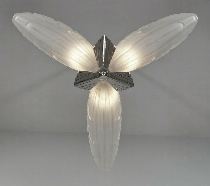 EJG : 1930 FRENCH ART DECO CHANDELIER ..... bronze lamp lampe muller era degue