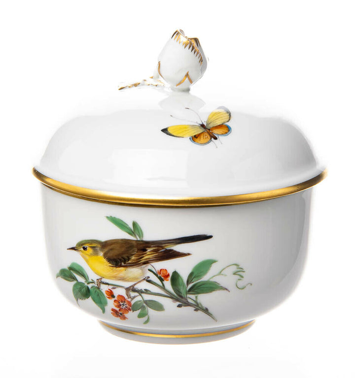 Zuckerdose Vogel- & Insektenmalerei Meissen Neuer Ausschnitt Modell 01501 1.Wahl