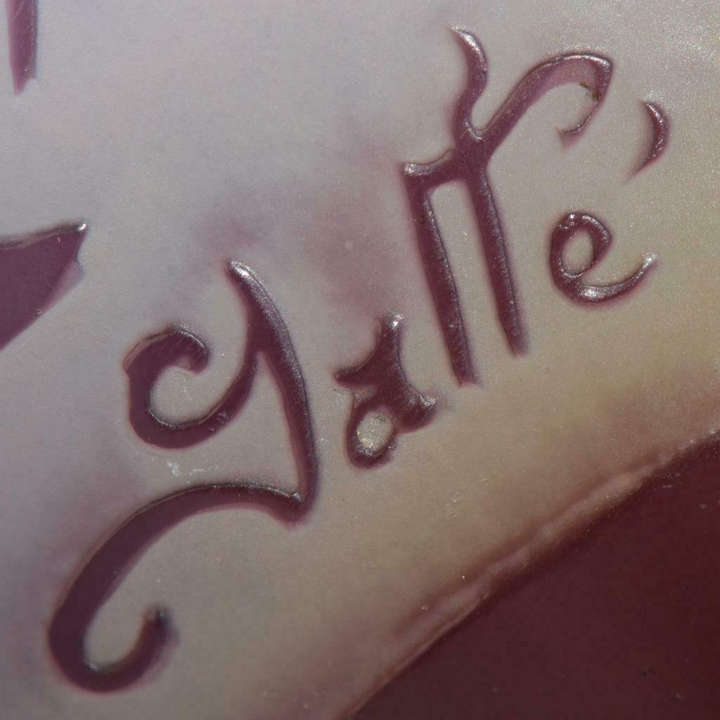 エミールガレ　フランス製　アンティーク　池　草　水　スイレン　蓮の花　ガラス花瓶