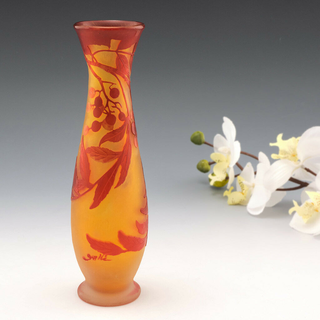 Galle Cameo Glass Vase Depicting Elderberries c1920