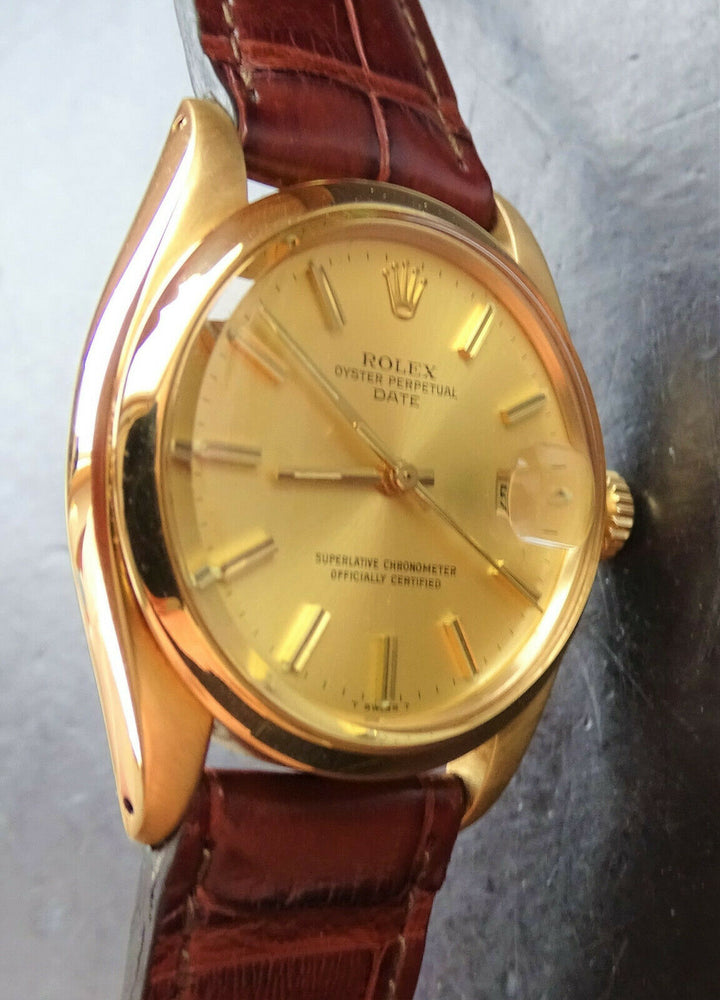 Rolex Watch ♛ Oyster Date 1500 Yellow Gold 18K 750 Automatic Luxury Chronometer Service