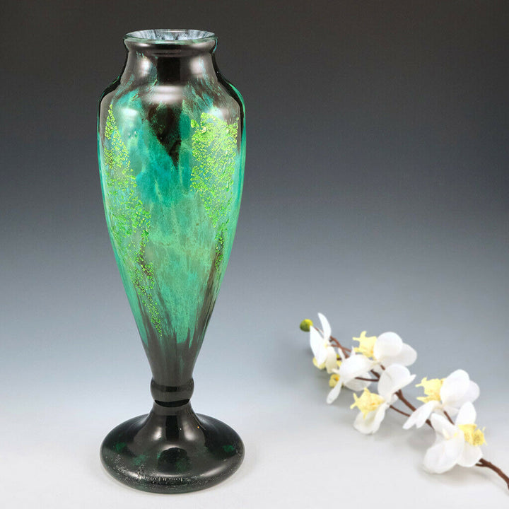 Daum Nancy Glass Vase With Silver Inclusions 1925-30