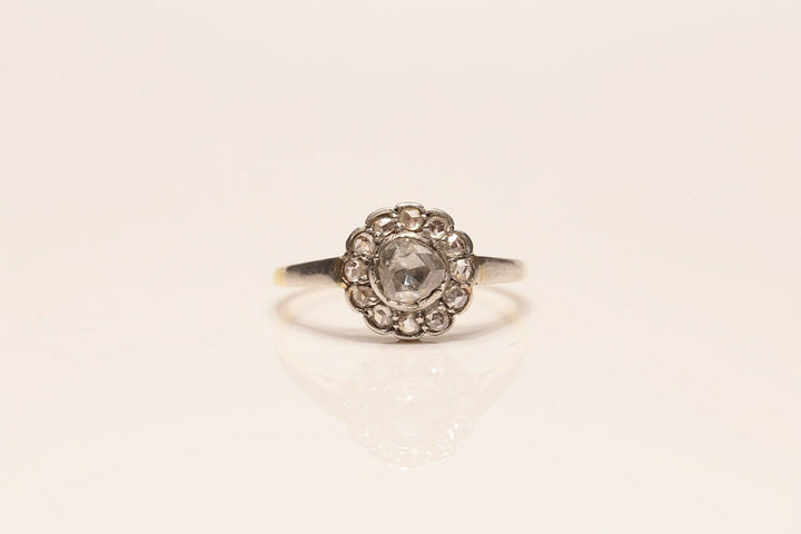 アンティーク オリジナル ヴィクトリアン ナチュラルローズカットダイヤモンド 14K リング