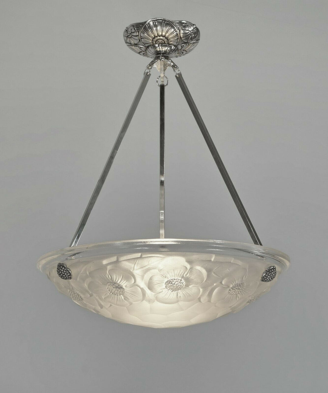 DEGUE & JAMAIN French 1930 art deco pendant . chandelier lamp muller era France