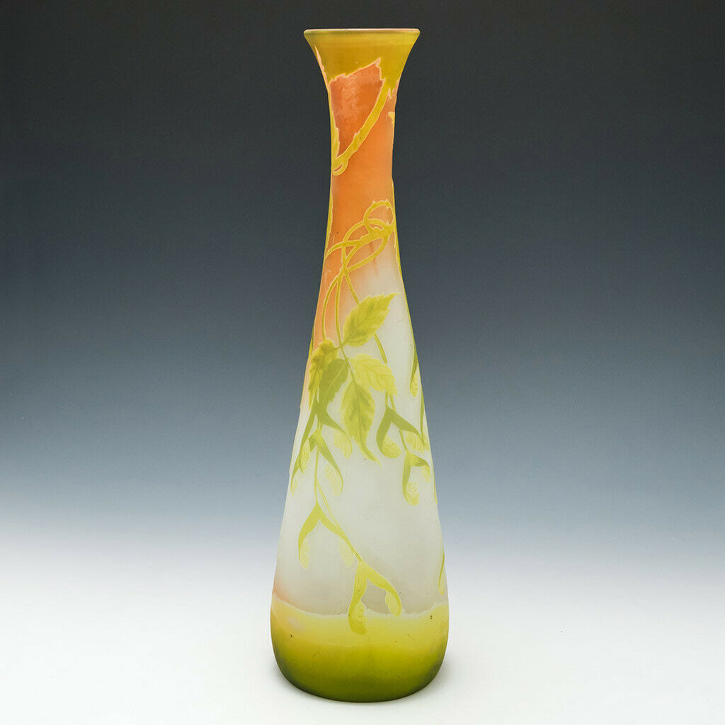 A Tall and Very Fine Emille Galle Cameo Glass Vase c1900