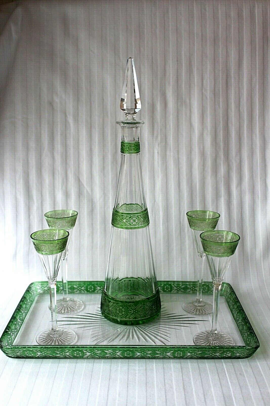 Antique French Baccarat cut crystal stemware decanter set c 1900