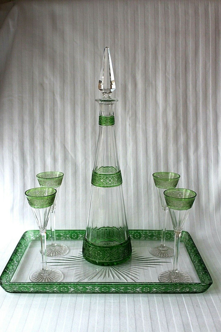 Antique French Baccarat cut crystal stemware decanter set c 1900