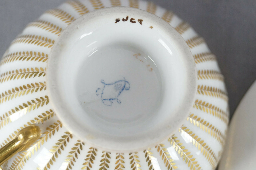 Authentic Sevres Gold Gilt Laurel Leaves Empire Form Tea Cup & Saucer Circa 1822