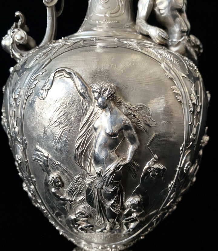 ODIOT UNIQUE FIGURAL EWER PARIS EXHIBITION 1878 TREASURE FRENCH STERLING SILVER