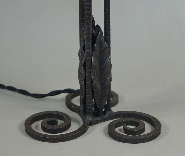 NOVERDY : FRENCH 1930 ART DECO LAMP . wrought iron ..... degué muller era France