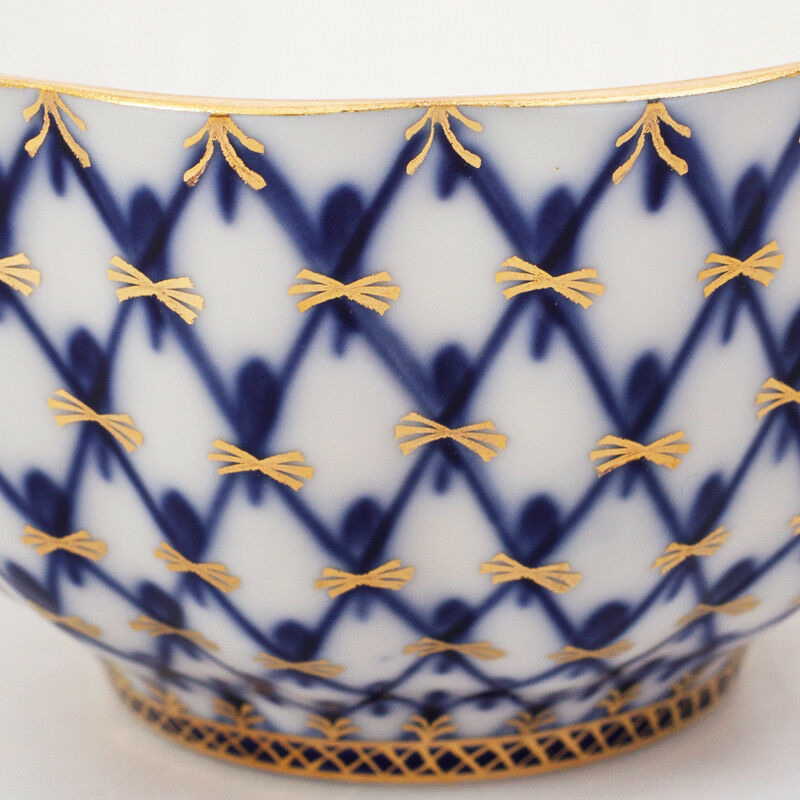 Classic Cobalt Net Teacup and Saucer by Imperial Porcelain Lomonosov LFZ IFZ