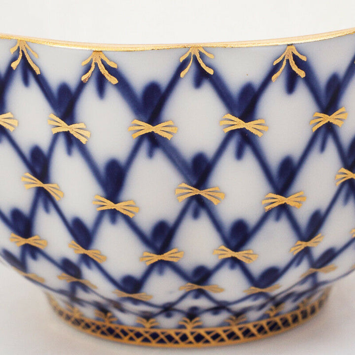 Classic Cobalt Net Teacup and Saucer by Imperial Porcelain Lomonosov LFZ IFZ