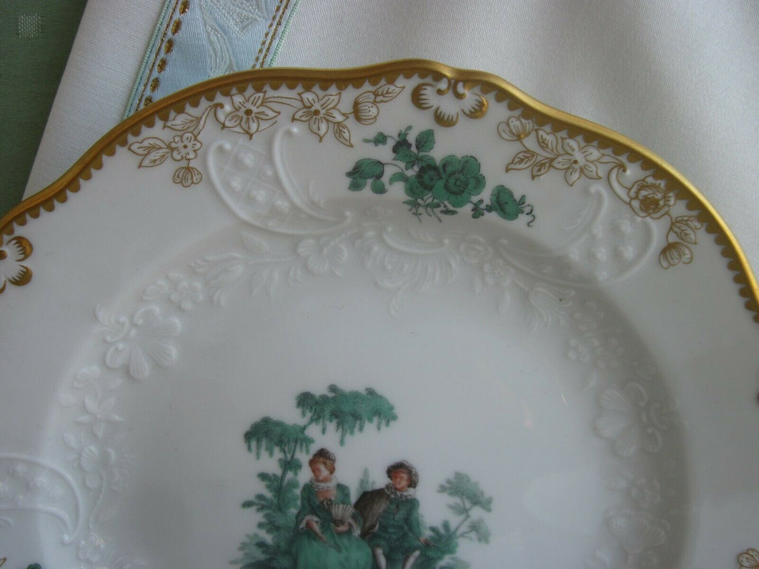 Wunderschöne Meissen Kaffee-Sammeltasse, Kupfergrün mit Watteau-Szenen