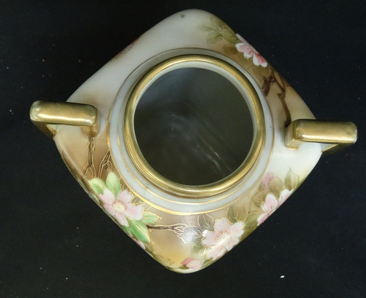 RARE ANTIQUE c.1911 MORIMURA NORITAKE HAND PAINTED GILDED FLORAL VASE ~ 8"