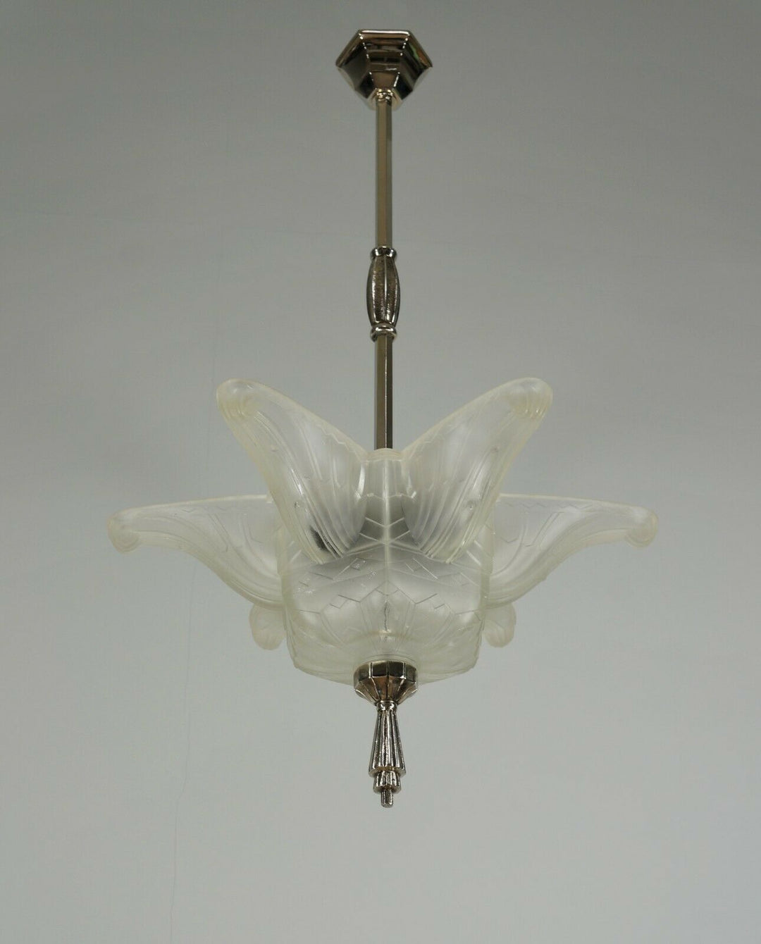 HANOTS : French 1930 art deco pendant chandelier .. lamp muller degué era France