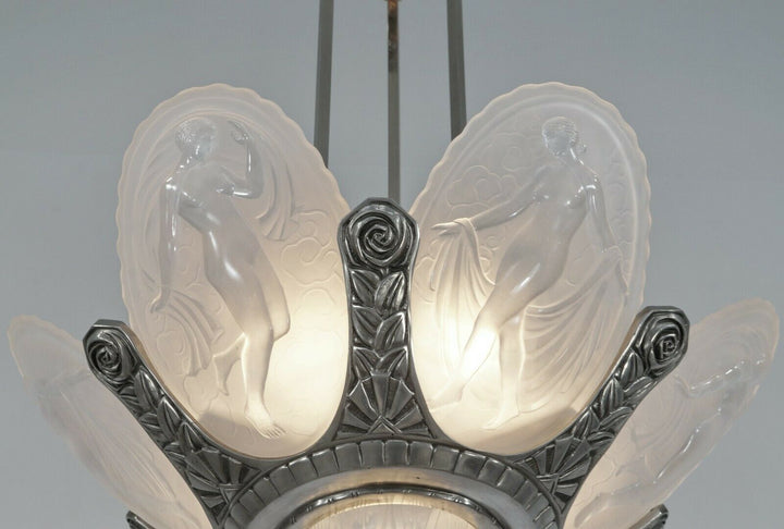 MULLER FRÈRES : French 1930 art deco chandelier ............... degué era France