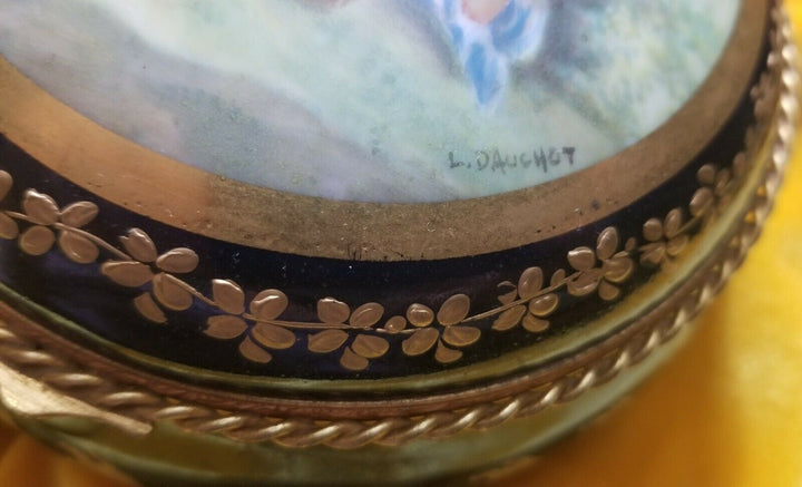 ANTIQUE FRENCH SEVRES PORCELAIN & BRONZE JEWERLY OR TRINKET BOX SIGNED BY ARTIST