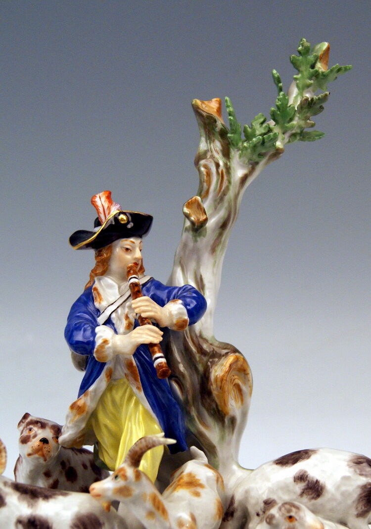 MEISSEN マイセン FIGUR SCHÄFER SCHAFE ZIEGEN HUND SHEPHERD SHEEP GOATS MNR: 61092