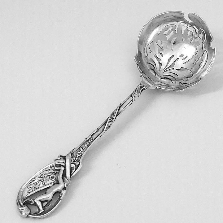 Canaux Masterpiece French Sterling Silver Sugar Sifter Spoon, Cherub