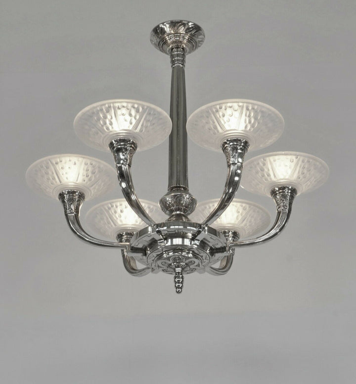 RANC & MULLER : FRENCH 1930 ART DECO CHANDELIER #3 .. lamp degue daum era France