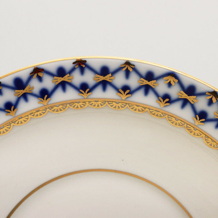 インペリアルポーセリン  スープボウル ＆  受け皿  ロモノーソフ  本物  コバルトネット