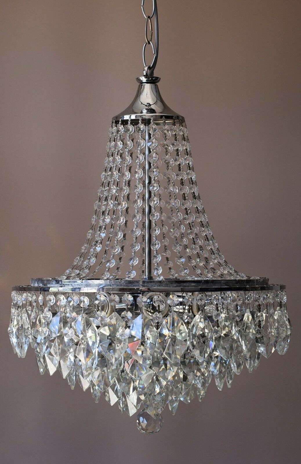 Empire Vintage Crystal Chandelier, Silver Antique Lighting French Big Light lamp