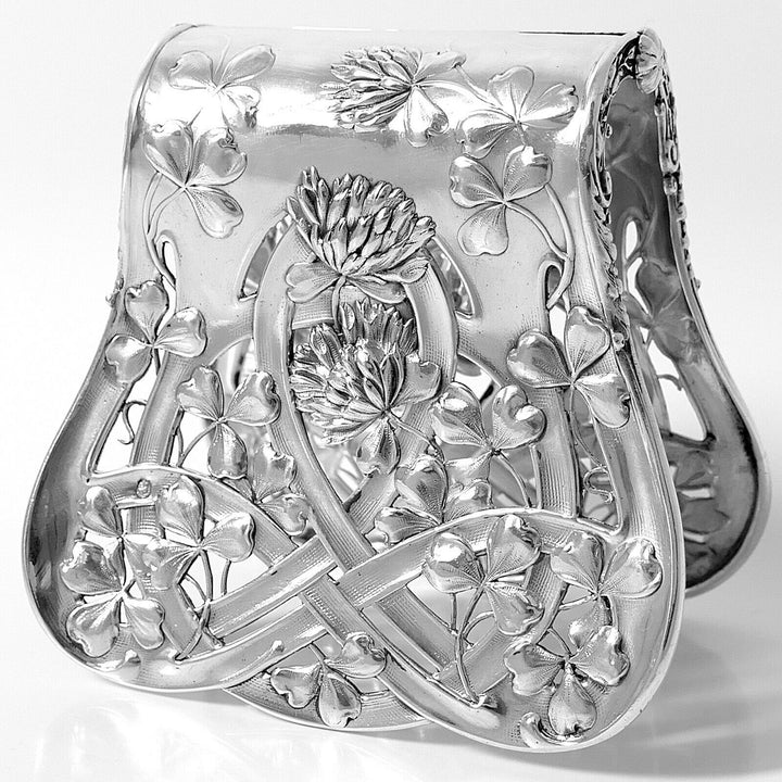 Debain French All Sterling Silver Asparagus Sandwiches Grip, Clover, Art Nouveau