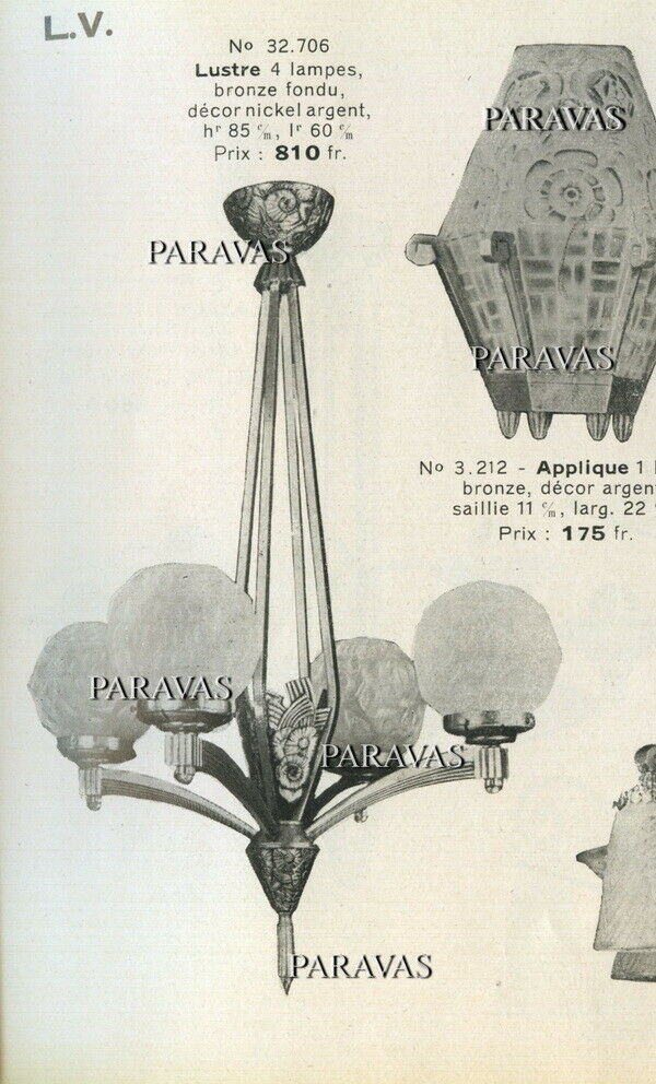 VANDAMME : FRENCH 1930 ART DECO CHANDELIER .......... lamp muller degue daum era