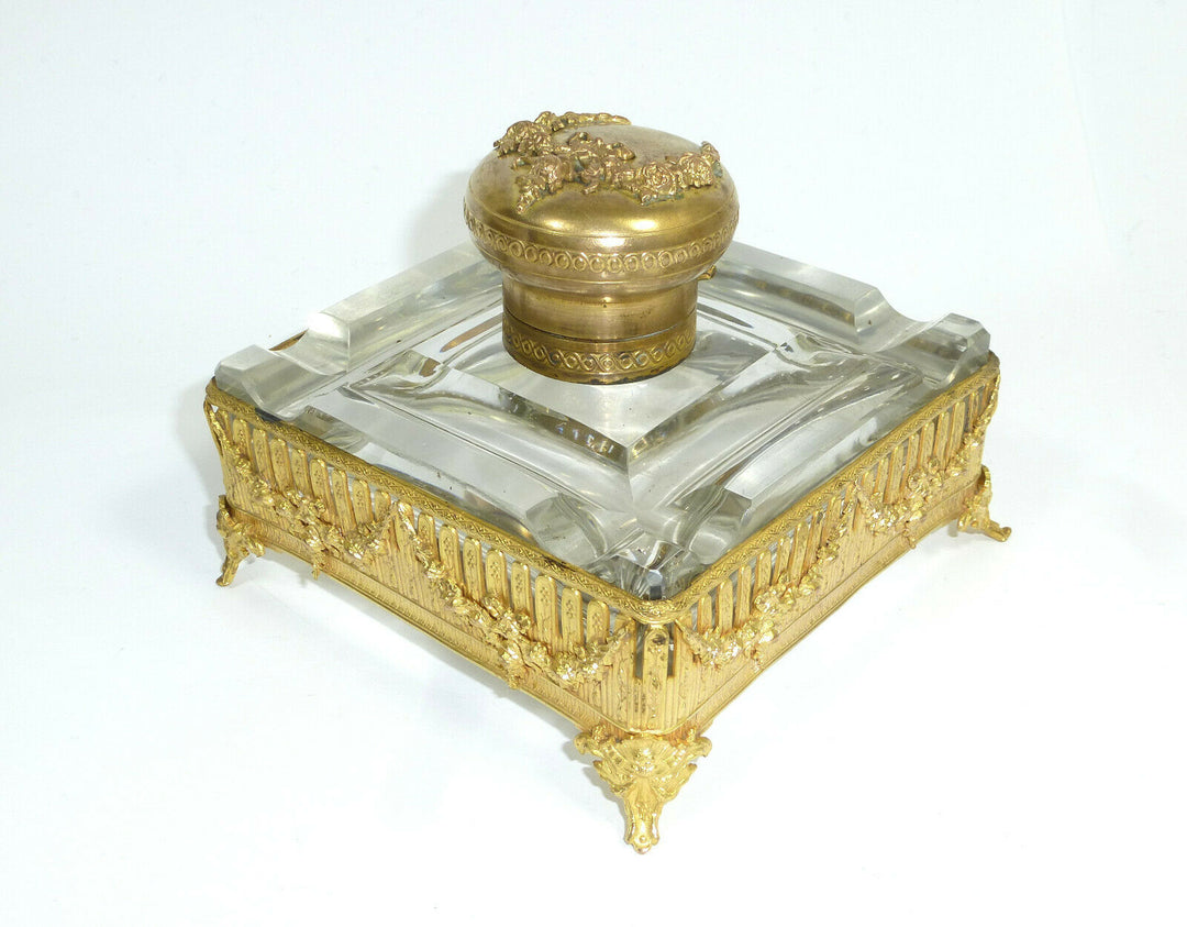 Inkwell Um 1860-1880 France Baccarat Crystal Glass