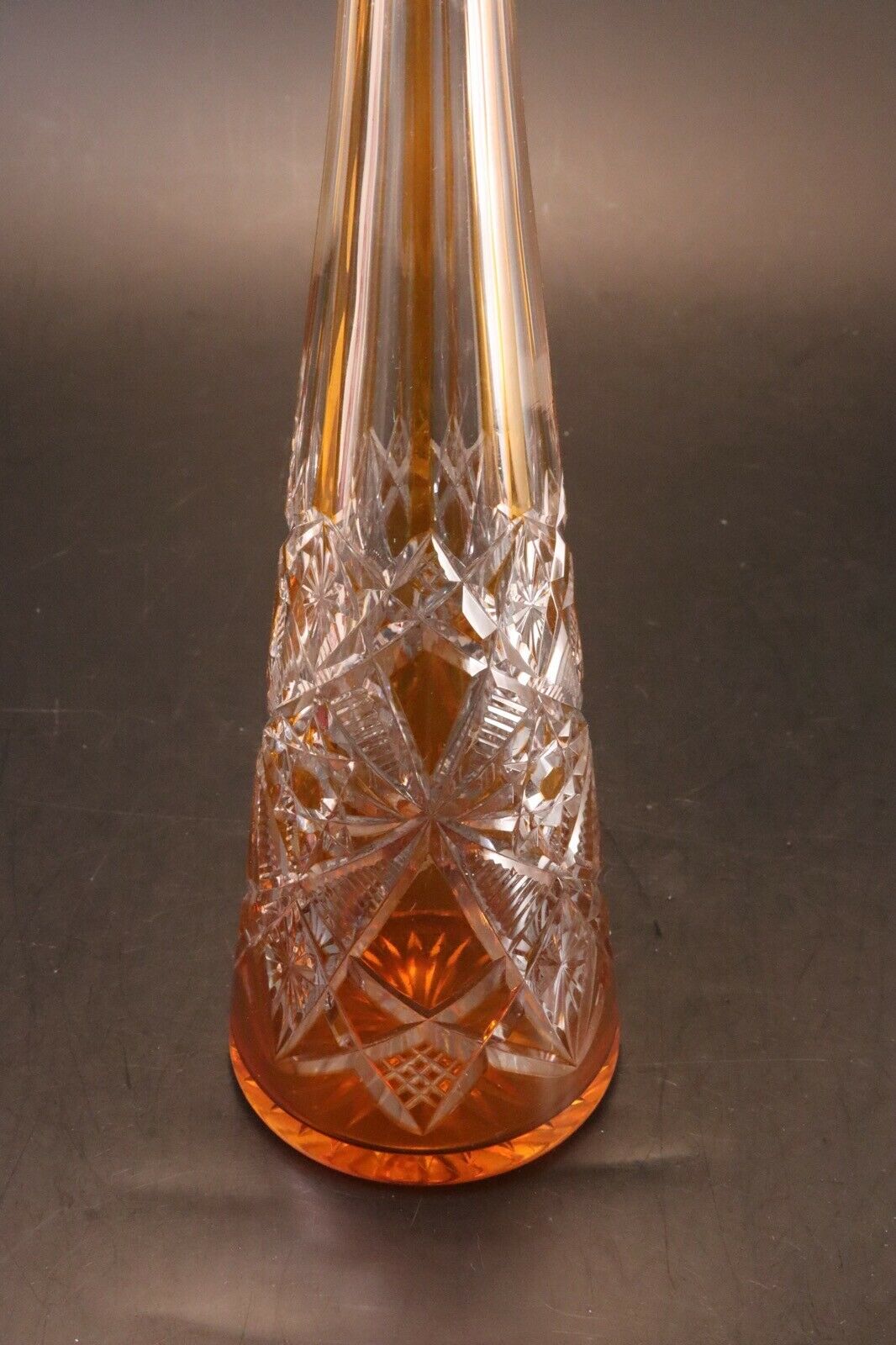Carafe Baccarat cristal double Overlay taillé Lagny decanter vin du Rhin orange