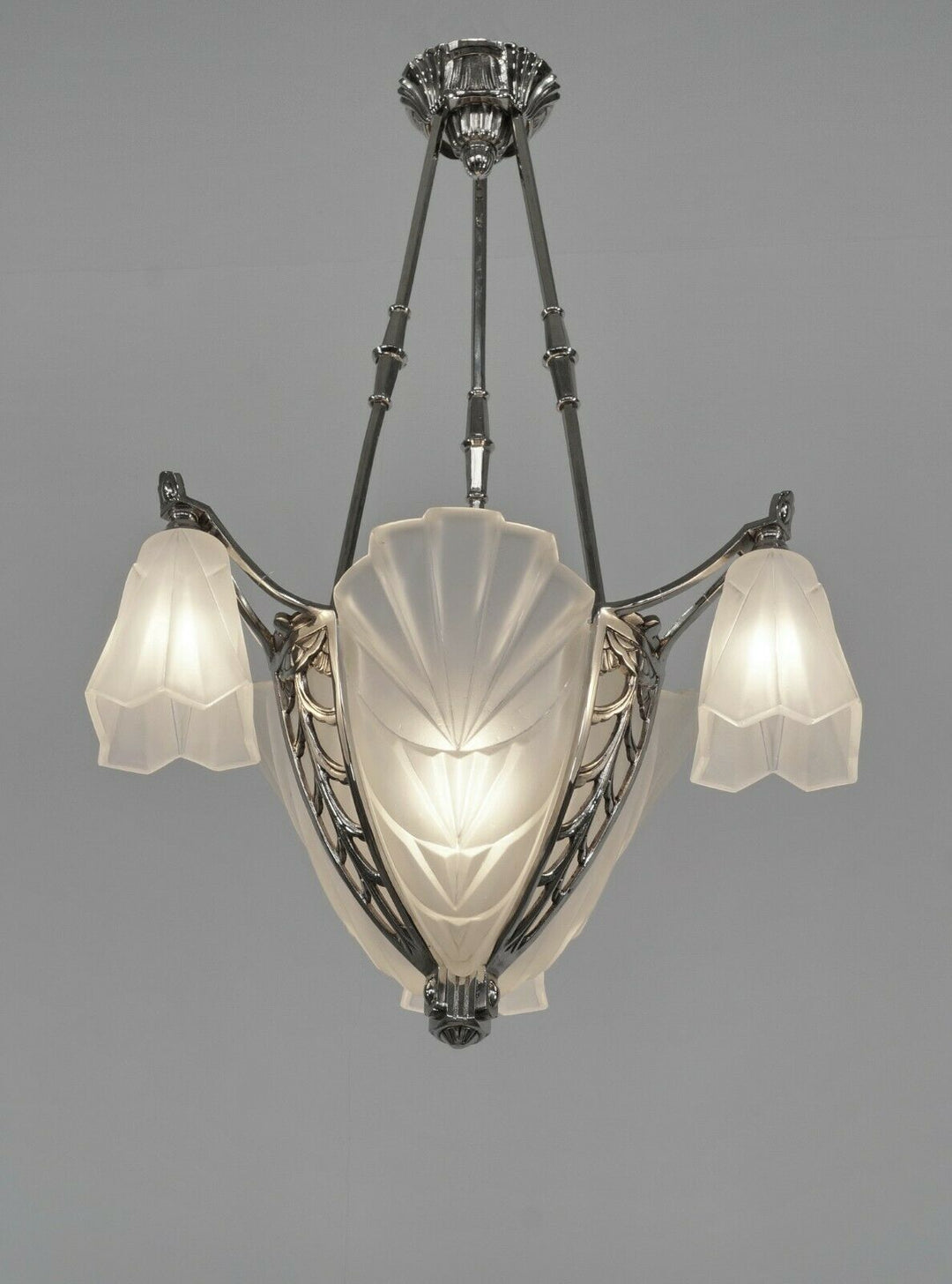 DEGUÉ & JAMAIN : FRENCH 1930 ART DECO CHANDELIER ....... lamp muller era France