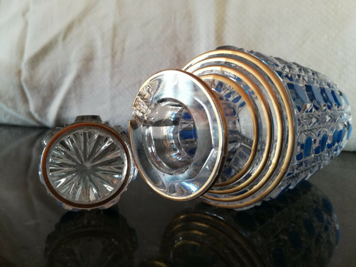 BACCARAT –1 Ancien Flacon en Cristal Massif modèle Diamants Pierreries Bleues