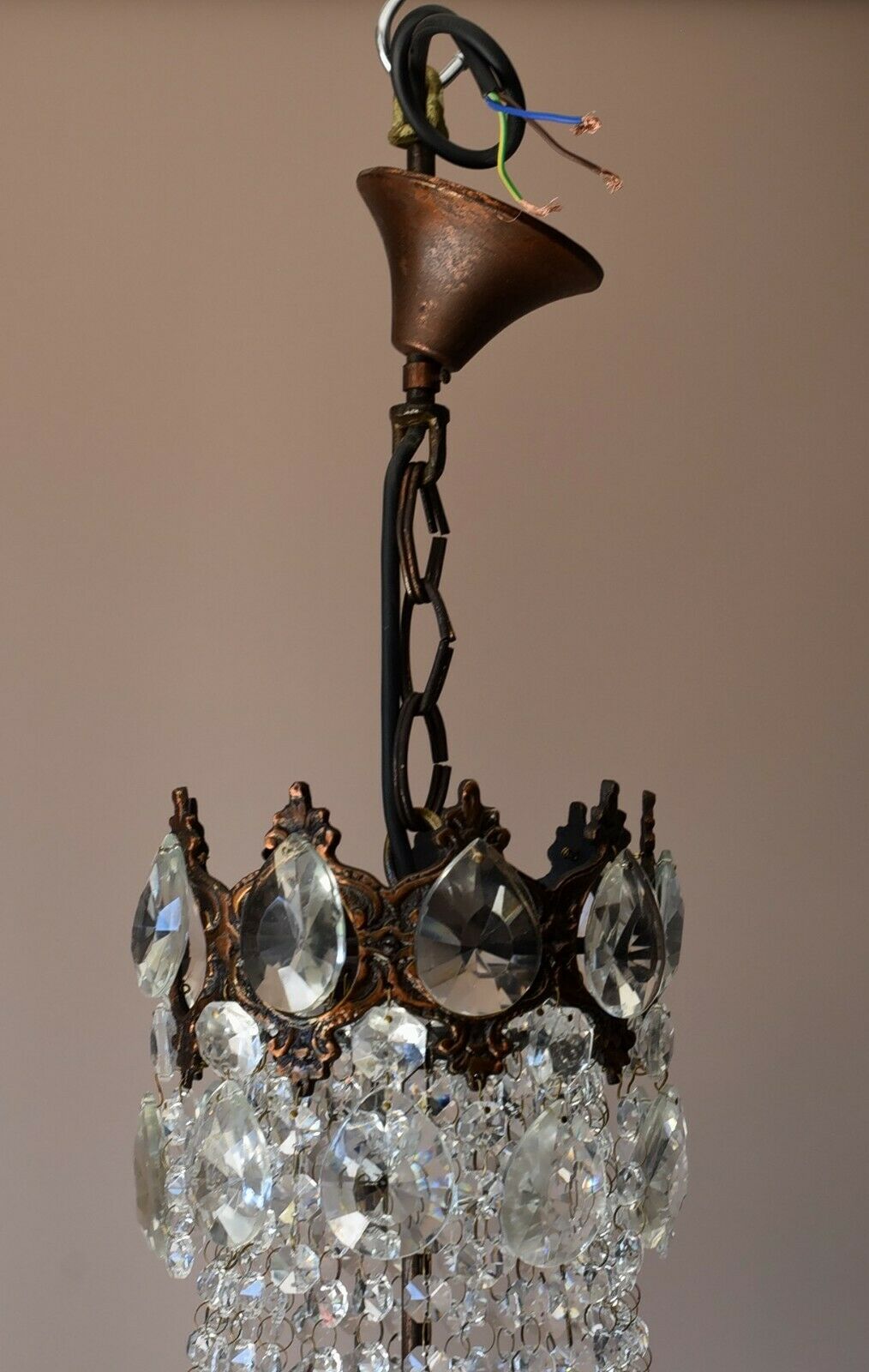 Vintage Crystal Chandelier, Antique Lighting, lamp, Hall pendant for Home Living