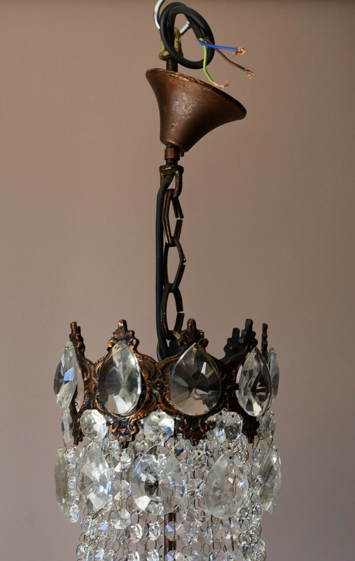 Vintage Crystal Chandelier, Antique Lighting, lamp, Hall pendant for Home Living